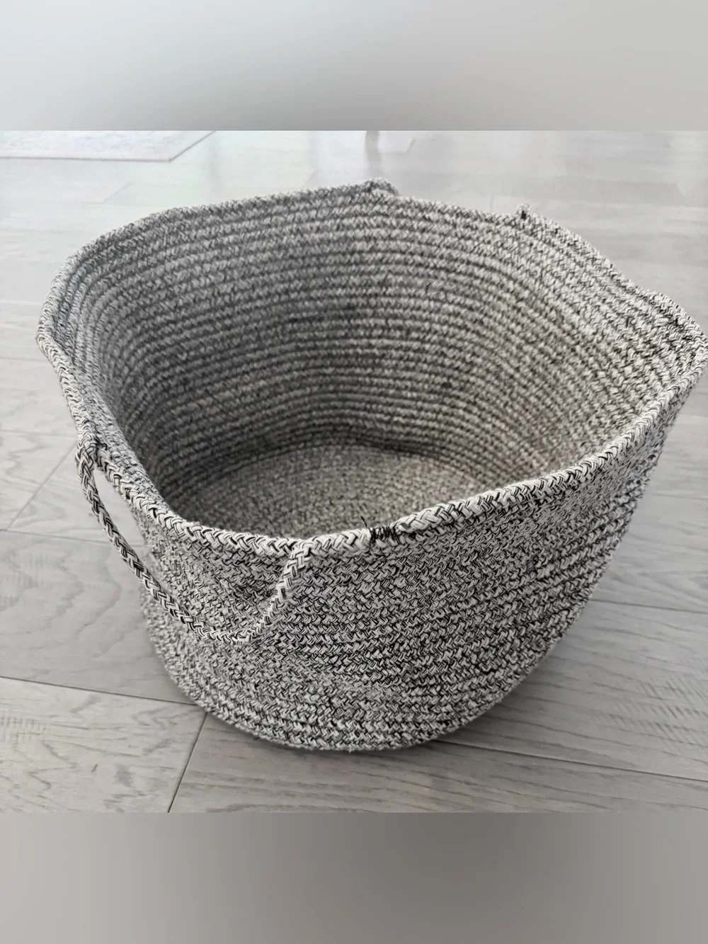 Corded Storage Basket with Handles in Grey